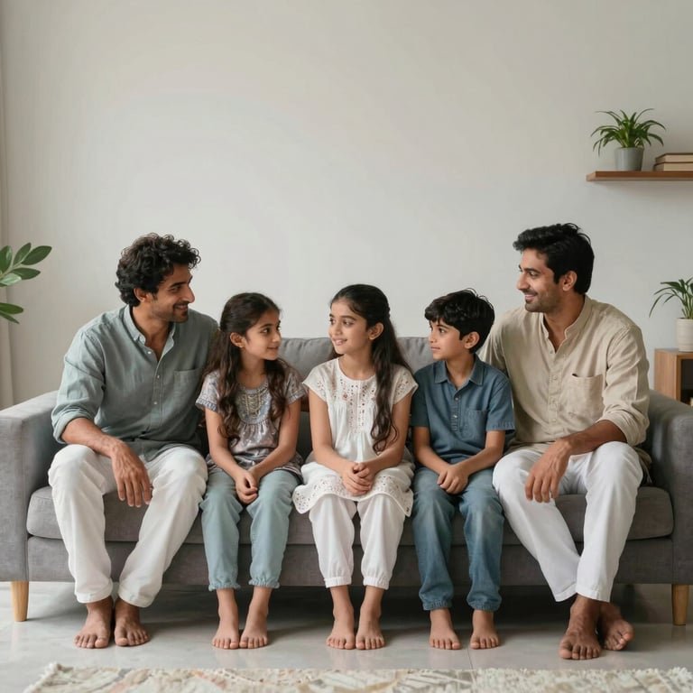 Happy family with domestic help